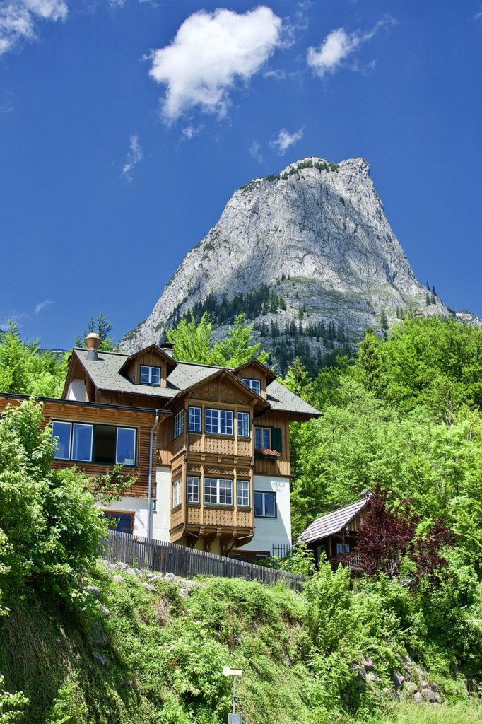 mountain, house, alpine